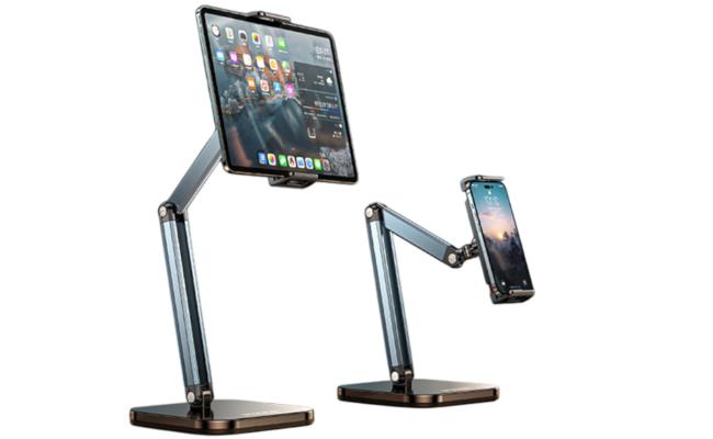 RTAKO 911 Original Height Adjustable Phone and Tablet Stand Carbon steel four-axis stabilization 720° omnidirectional adjust Compatible with iPhone and Android phones